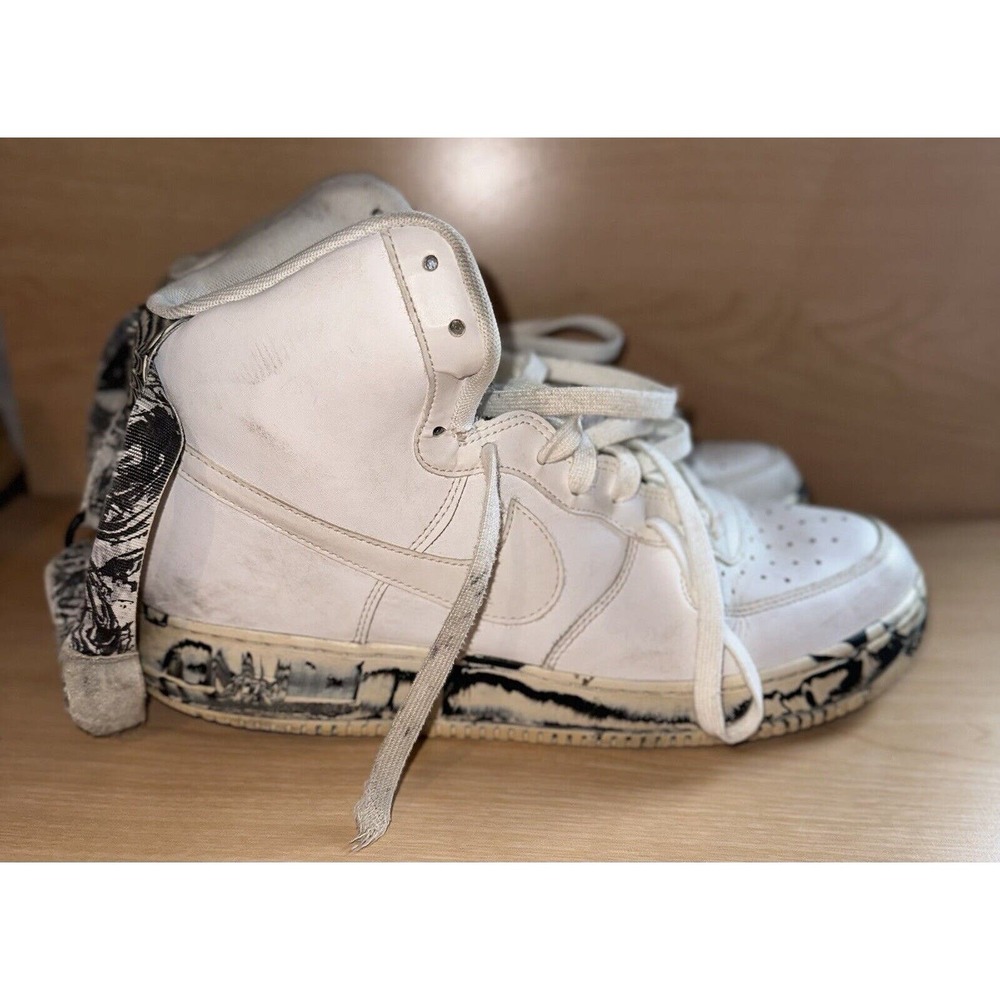 Nike AT3293-100 Air Force One High Dip Dye Black/ White Men Size 12 Use